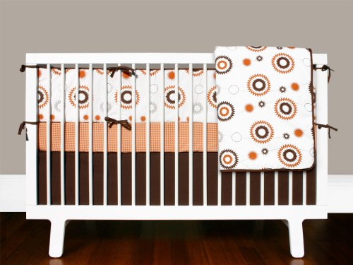 Olli & Lime billie 4 Piece Crib Bedding Set, Orange/White