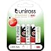 Uniross Hybrio Pre-charged 4 X AAA 800 Series Rechargeable Batteries