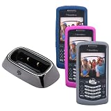 Combo of Dark Blue, Magenta, and Frost Silicone Skin Cover Case with Charging Pod for Blackberry Pearl 8110 8120 8130