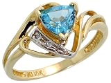 10k Gold 7/16" (11mm) wide Ring, w/ Brilliant Cut Diamonds & Triangle-shaped December Birthstone 6mm Blue Topaz Stone 10k Gold 7/16" (11mm) wide Ring, w/ Brilliant Cut Diamonds & Triangle-shaped December Birthstone 6mm Blue Topaz Stone