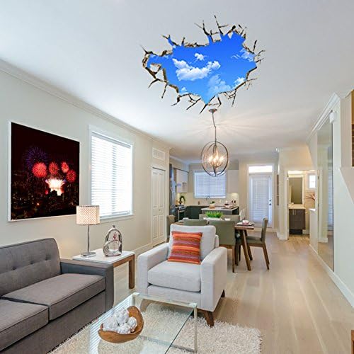 Loomin Art Creative 3D Holes Removable Wall Sticker PVC Decal Decor Mural (Sky-Large)