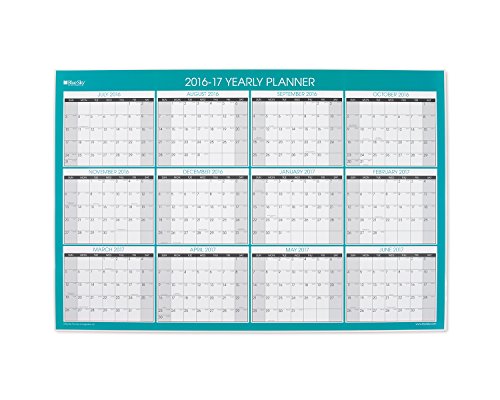 Blue Sky Aqua Academic Year 16/17 Yearly 36 x 24 Horizontal / Vertical Laminated Planner
