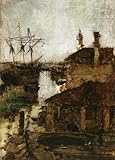 IMAGE OF Hand Made Oil Reproduction - John Henry Twachtman - 32 x 44 inches - Ship And Dock, Venice