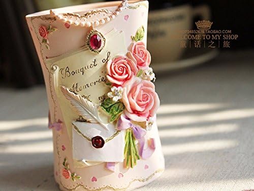 European-style garden furniture creative gifts Korea retro roses carved small barrel storage drum brushes makeup pen 5