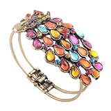 Multi Vintage Colorful Crystal Peacock Bracelet Bangle By Buyincoins