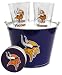 Minnesota Vikings Satin Etch Bucket and 4 Glass Gift Set