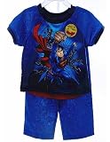  : Superman Toddler Boys Blue & Red 3 Piece Pajama Sleepwear Set - Shirt, Pants & Cape