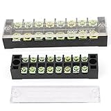 uxcell　バリアターミナルストリップブロック 端子台　600V 15A / 25A　8ポジション　デュアルロウ