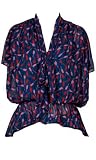 Red Arrow Feather Print Silk Top