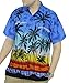 Aloha Collar Fine Short Sleeve Beach WEAR HAWAIIAN Casual Button Down Shirt Blue