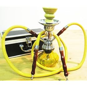 Yellow Two Hose Light-Up Light Show Hookah 10