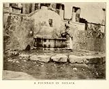 1908 Print Oaxaca Mexico Fountain Architecture Wall Pool Costume Shawl Dress Art - Original Halftone Print
