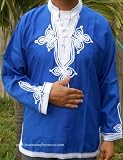 VINTAGE MOROCCAN MEN SHIRT BLUE LARGE Islamic Products Muslim Clothing