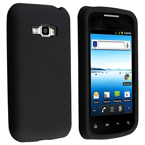 LG Optimus Elite LS696 Cell Phone Solid Black Silicon Skin Case