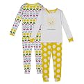 Infant/Toddler Girls' Just One Year 4pc Cotton Pajama Set - White/Yellow
