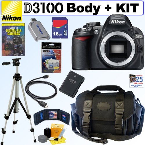 Nikon D3100 14.2MP Digital SLR Camera (Body) + 16GB Deluxe Accessory Kit