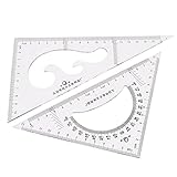 uxcell　三角定規　プラスチック素材　19.5x11cm　30/60 45度　測定ツール　2枚入り