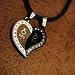 J1032 Strong Faith: Two in One Heart Designer Inspired Silver Boy Italian Style Stainless Steel Men's Pendant Black Girl Symbols Necklace for Men Chain on a Rubber Cord Gift Boxed