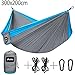 Double Camping Hammock Zealite Travel Lightweight Parachute Portable Hammock for Outdoor Hiking Backyard Blue(300 x 200cm)