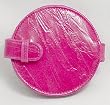 Ann Taylor Round Leatherette Pocket Mirror ~ Pink