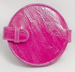 Ann Taylor Round Leatherette Pocket Mirror ~ Pink