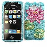HTC EVO SHIFT Lily on Blue Crystal Diamond/Rhinestone/Bling HARD PROTECTOR  ....