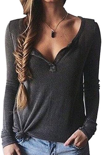 Sexy Women's Deep V Neck Long Sleeve Blouse Slim Pullover Tops T-shirt Shirt Tee