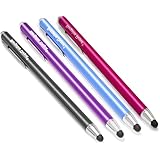Bargain Depot Capacitive Stylus / Styli Universal Touch Screen Pen for All Touch Screen Tablets & Cell Phones with 12 Extra Replaceable Soft Rubber Tips (Pack of 4)