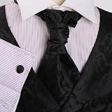 Black Paisleys Formal Vest for Men Black plaid for Mens Gift Idea with Tuxedo Vests for men ,cufflinks, hanky and Ascot Tie for Suit Y&G VS2010