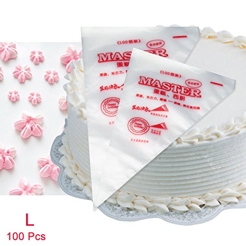 Bestgoo 100 Pack 16 Inch Large Disposable Pastry Cake Piping Bags, For Birthday Cakes and Cookies Decorating, Extra Capacity for More Frosting / Icing