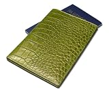 DataSafe Embossed 'Croc' Italian Leather Passport Security Wallet (Green 'Croc')