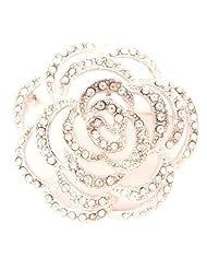 Wedding Bridal Rosa Evening Light Diamante Brooch, 45mm x 45mm in Silver-Tone Rhodium finish in Diamanted Crystals