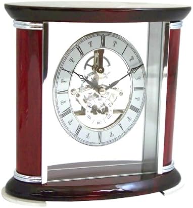 Skeleton Desk Clock in a Rosewood and Glass with Precision Quartz Clock Movement