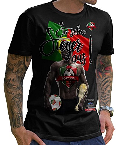 Stylotex Herren T-Shirt Basic So sehn Sieger aus Guy Portugal, Farbe:schwarz;Größe:XXL