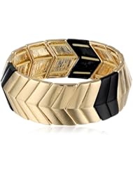 Kensie "Luster Factor" Gold-Plated Jet Chevron Stretch Bracelet, 8.75"