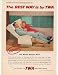 1958 Tony Curtis Janet Leigh TWA Airlines Siesta Seat Print Ad (15414)