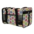 Dog Cat and Pet PVC Nylon Duffle Style Travel Carrier - Color Dots [15 x 9" x 10"]