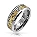 Bling Jewelry Tungsten Celtic Dragon Gold Plated Black Inlay Wedding Ring