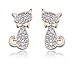 Lureme Cute Kitty Cat with Bow Tie Pave Crystal Gold Tone Stud Earrings for Women 02002063-2