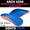 Arch Aids - The No. 1 Foot Arch Support - � Length Orthotic Insole PAIR - Gents Size - The Ultimate Insoles to Support Weak and Fallen Arches!