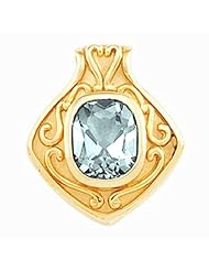 18K Yellow Gold Antique Cushion Cut Sky Blue Topaz Pendant -- LIFETIME WARRANTY