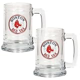 MLB Boston Red Sox Two Piece 15-Ounce Glass Tankard Set- Primary Logo