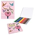 eeBoo Princess and Butterflies Sketchbook and 24-pk. Color Pencil Art Set