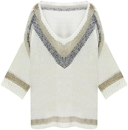 Ulike2 New Women's Casual Oversized Loose Knitted Sweater Batwing Sleeve Tops Pullover Blouse Cardigan Outwear (White)