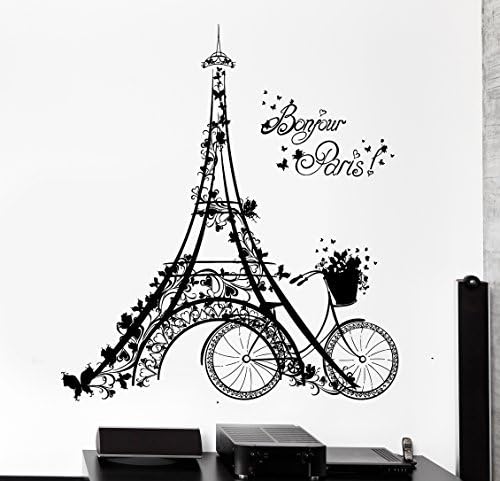 ChrisGDodge Wall Sticker Home Decor Wall Decor Paris Eiffel Tower France Bicycle Love Vinyl Decal