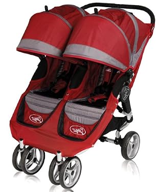 Baby Jogger City Mini Double Pushchair - Crimson/Grey