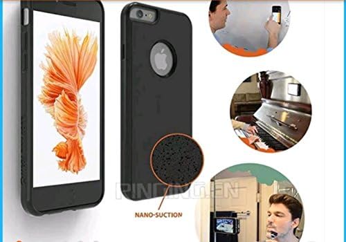 NEW late 2016 Washable Magical Nano Sticky Selfie Cell Phone Shell Anti Gravity Case For iPhone 7 (Black)
