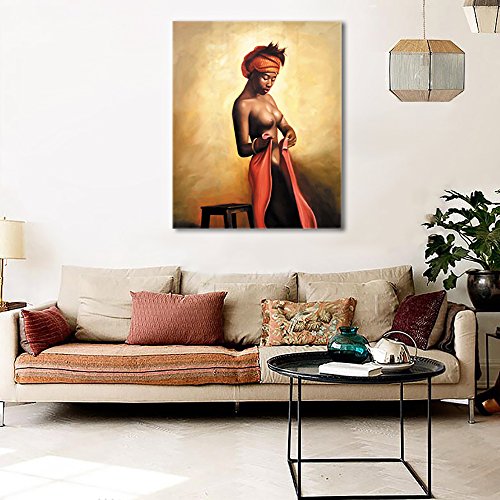 Sexy naked african americans girl printed painting on c…