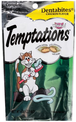 Huge save ondental for cats Whiskas Temptations Dentabites Complete Oral Care Chicken Flavour Treats for Cats, 2.1-Ounce Bags (Pack of 12)