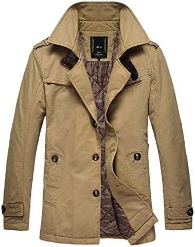 Men's Winter Cotton Warm Plus Size Jacket & Trench LZX6308 (XXL, Khaki)